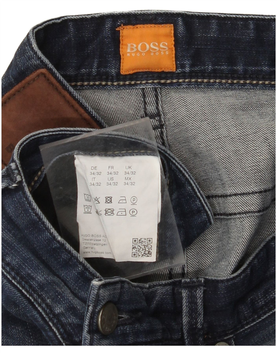 Мужские прямые джинсы HUGO BOSS W34 L32 темно-синие, хлопок