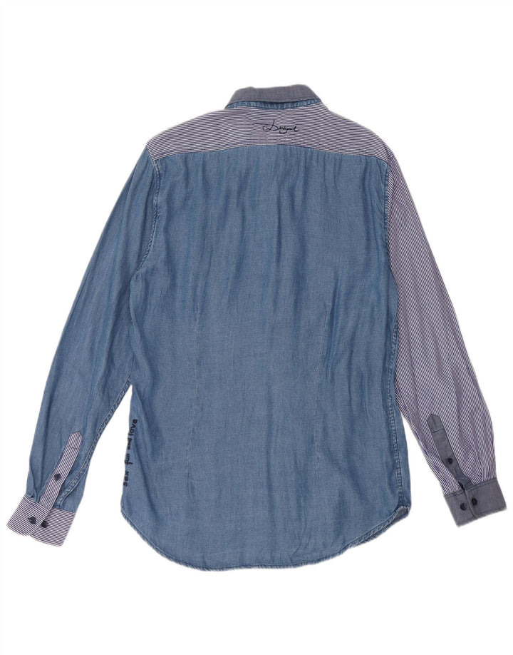 Мужская рубашка Desigual, большая синяя в стиле пэчворк из лиоцелла