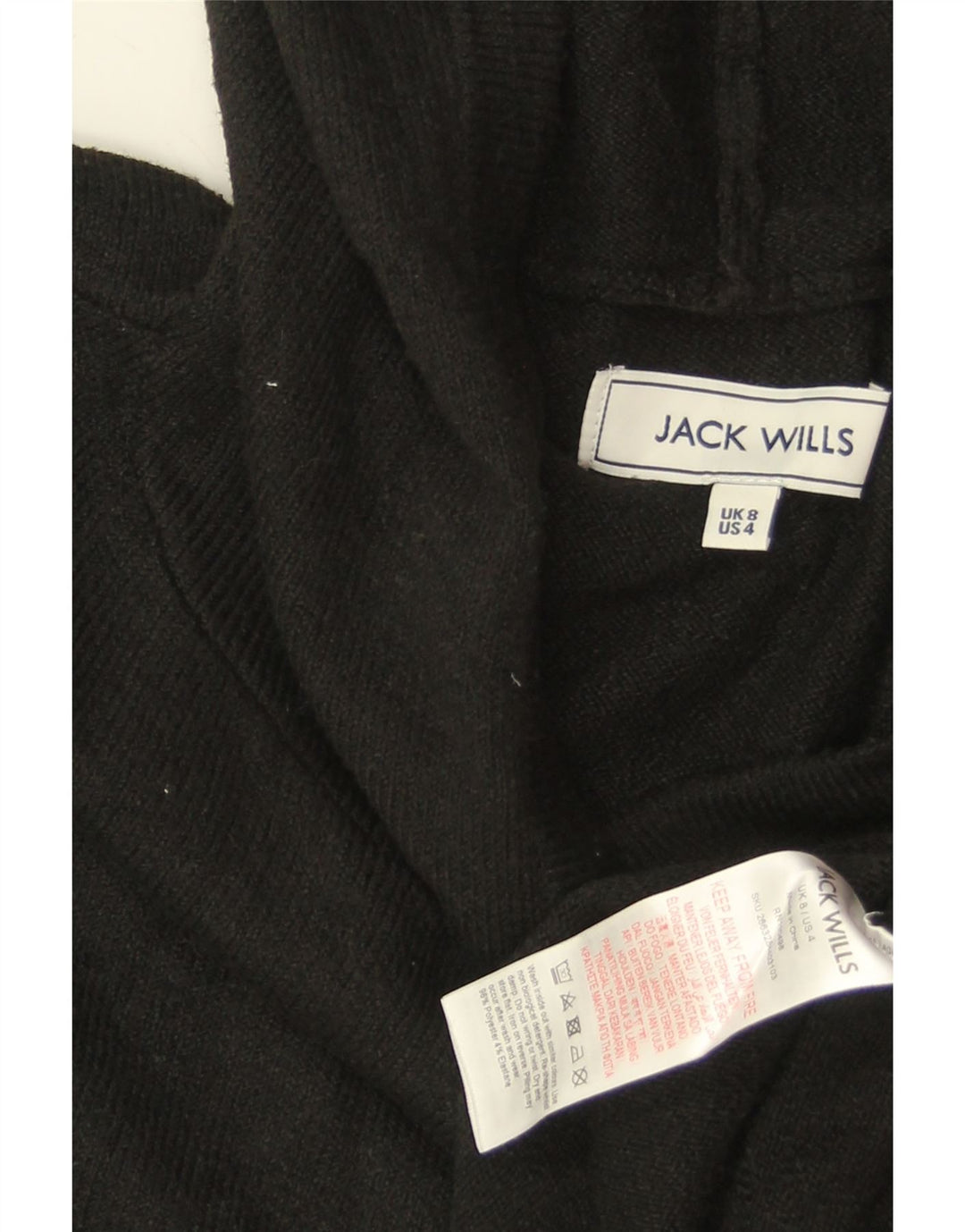 Женский свитер с капюшоном JACK WILLS UK 8, маленький, черный, полиэстер