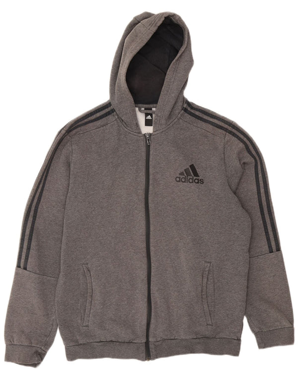 Мужской свитер с капюшоном на молнии Adidas, большой серый хлопок