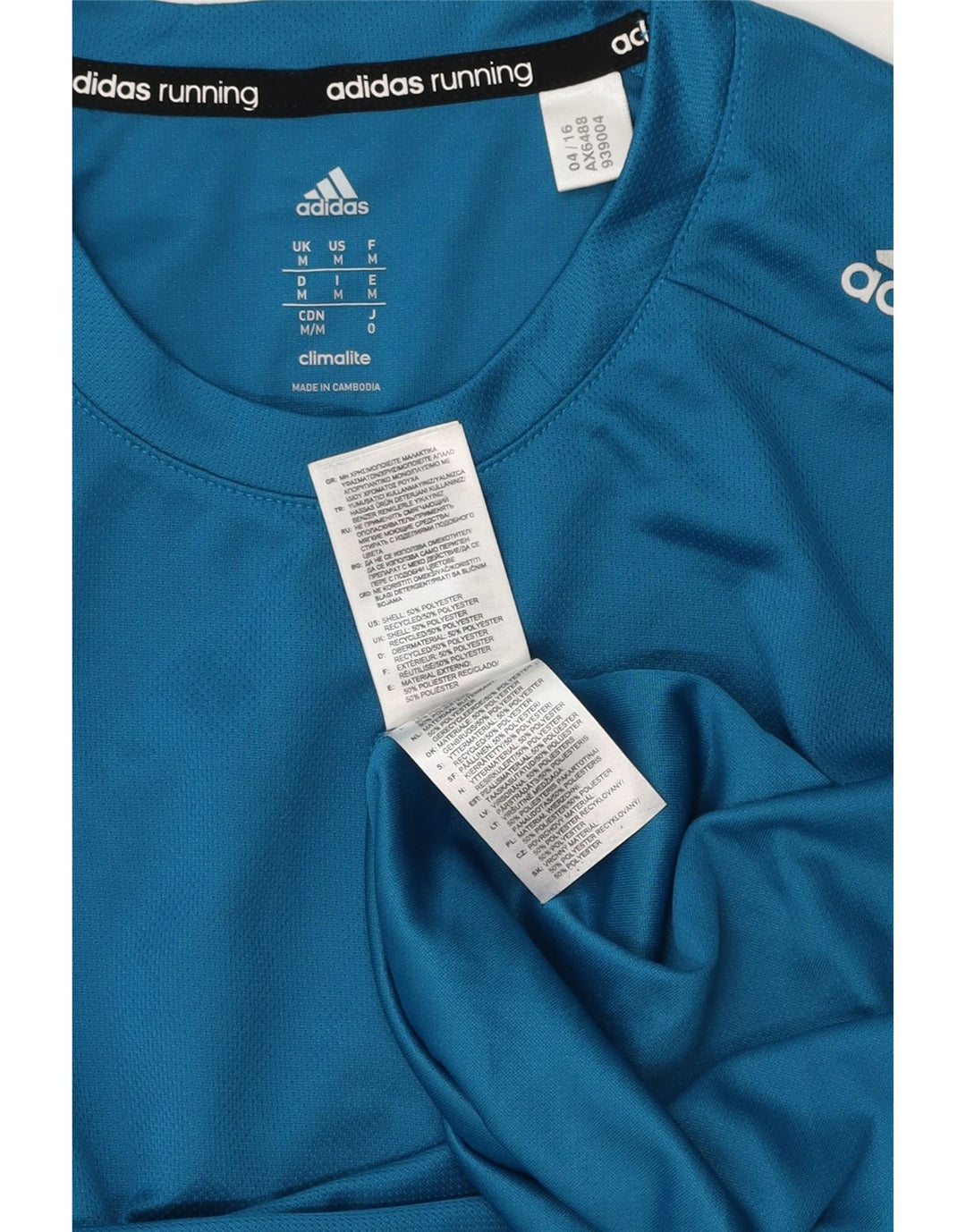 Мужской топ ADIDAS Climalite с длинным рукавом, средний синий полиэстер