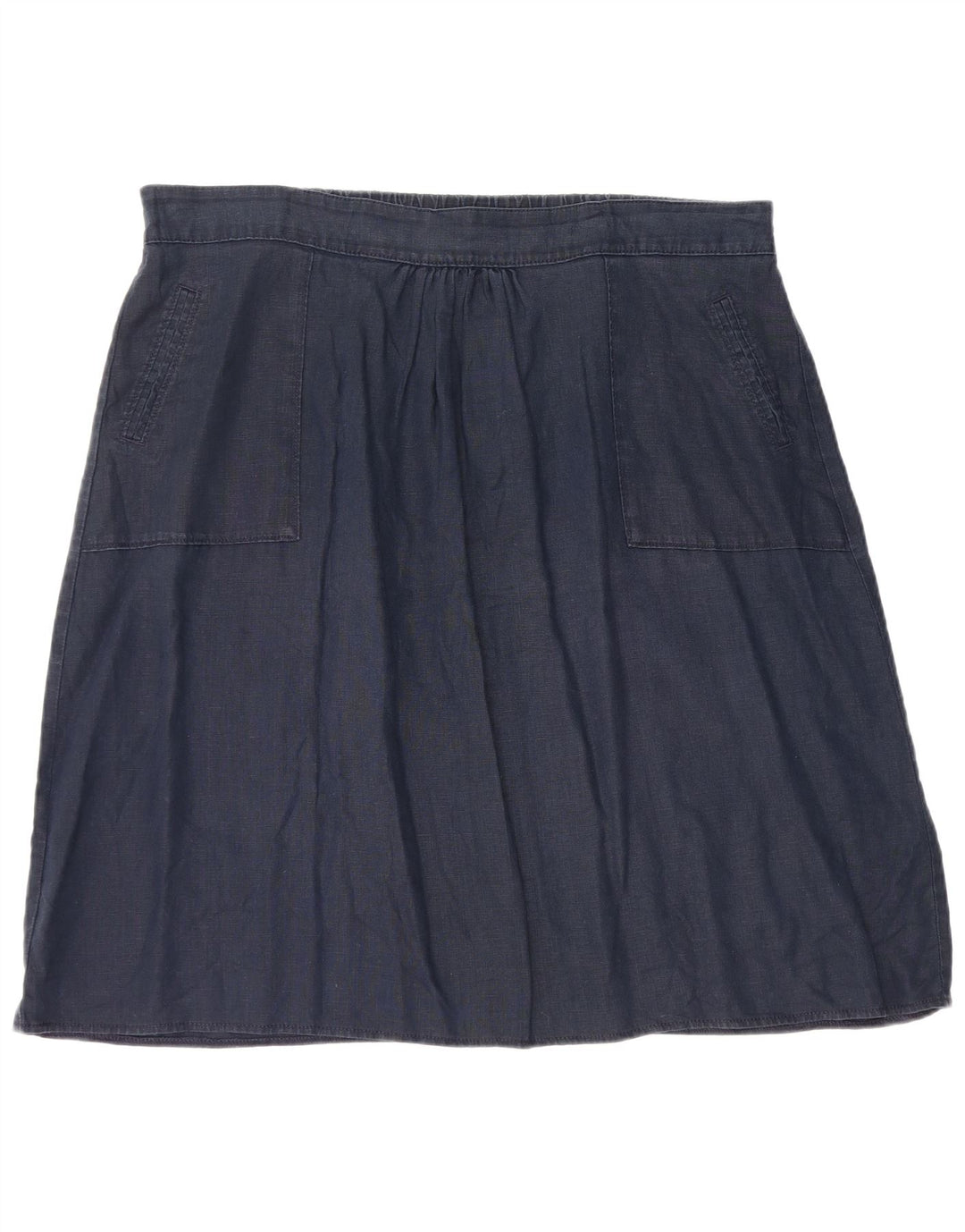 Женская юбка-трапеция Marks & Spencer W40 2XL, темно-синяя, льняная