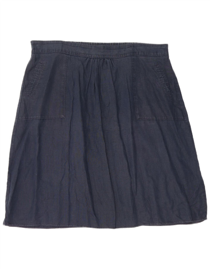 Женская юбка-трапеция Marks & Spencer W40 2XL, темно-синяя, льняная