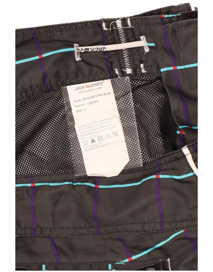 Мужские шорты для плавания Jack & Jones с рисунком, большие черные полиэстер с цветочным принтом