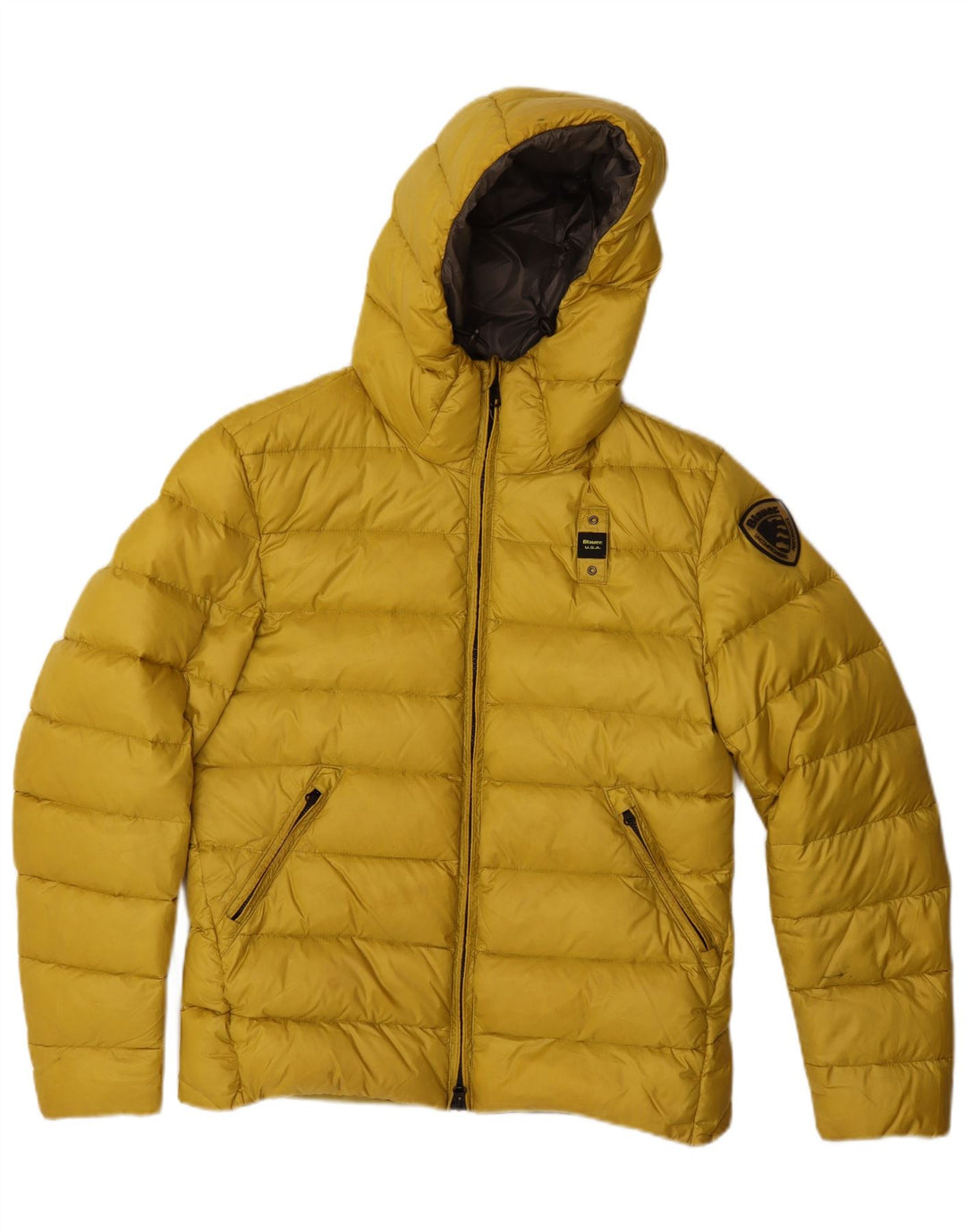 Мужская утепленная куртка с капюшоном Blauer UK 38, средний желтый полиамид