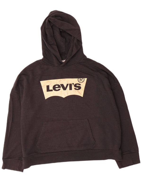 Женский джемпер с капюшоном Levi's Oversized с рисунком UK 16, большой черный хлопок