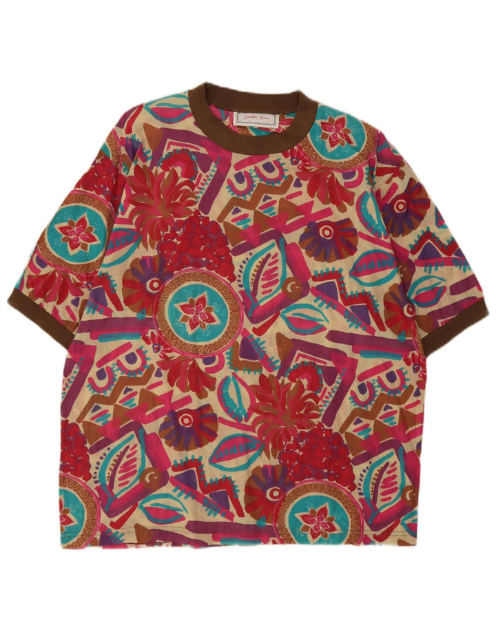 Винтажная женская блузка, топ UK 16, большой разноцветный геометрический узор