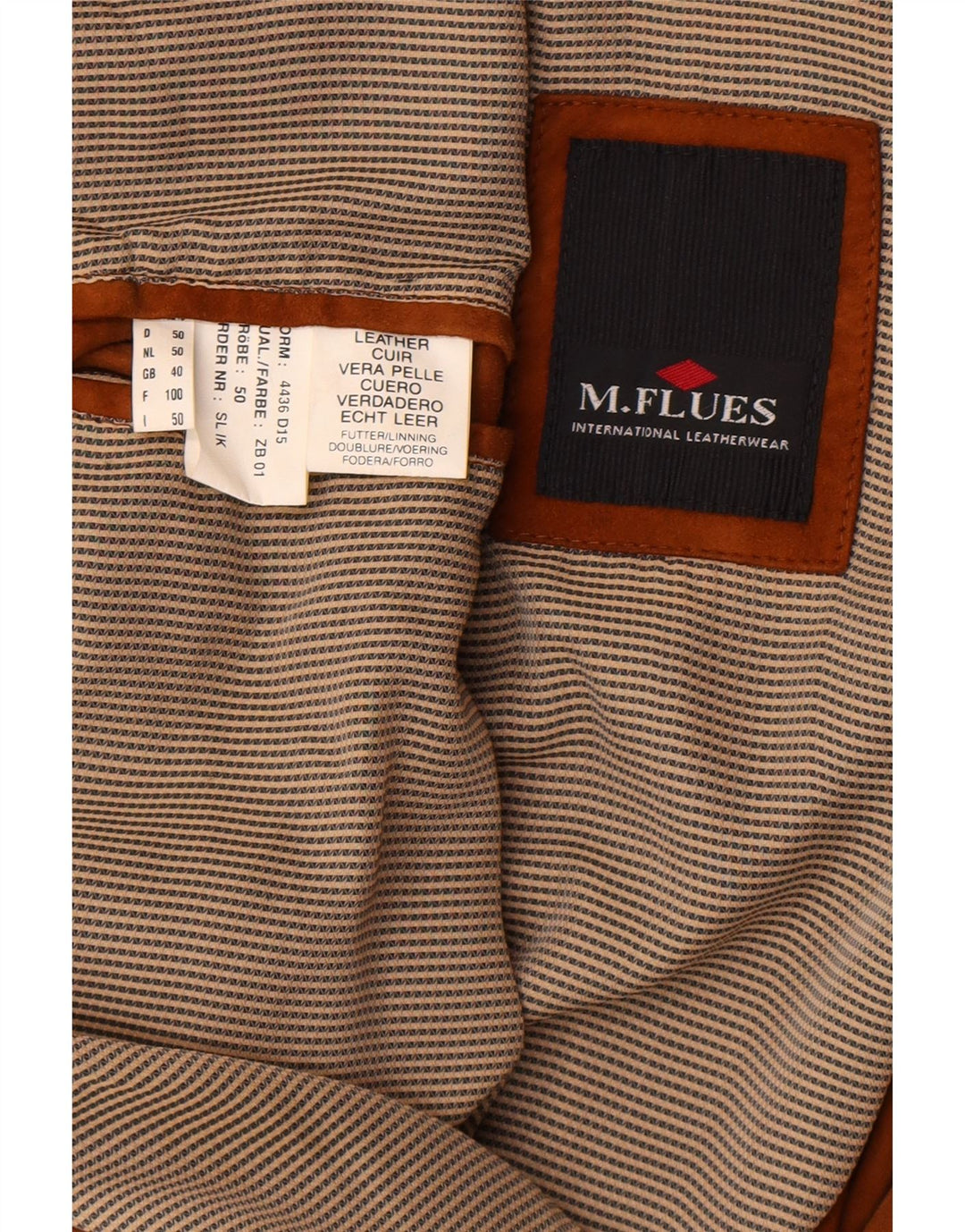 Мужской замшевый бомбер M. Flues UK 40, большая коричневая кожаная куртка