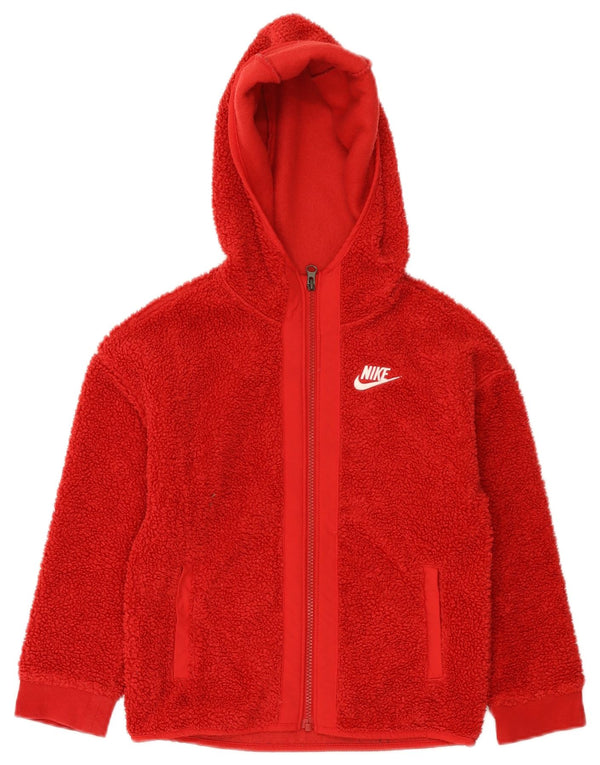 Флисовый свитер с капюшоном и молнией Nike для девочек 7–8 лет, красный полиэстер XS