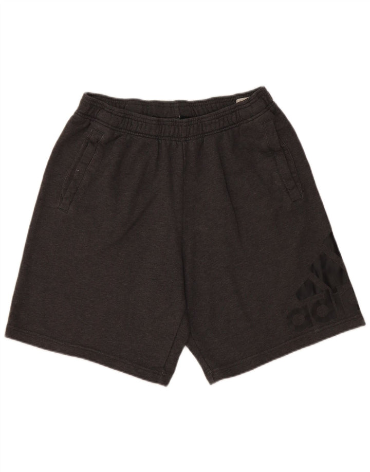 Мужские спортивные шорты Adidas с графическим рисунком, хлопковые, среднего серого цвета