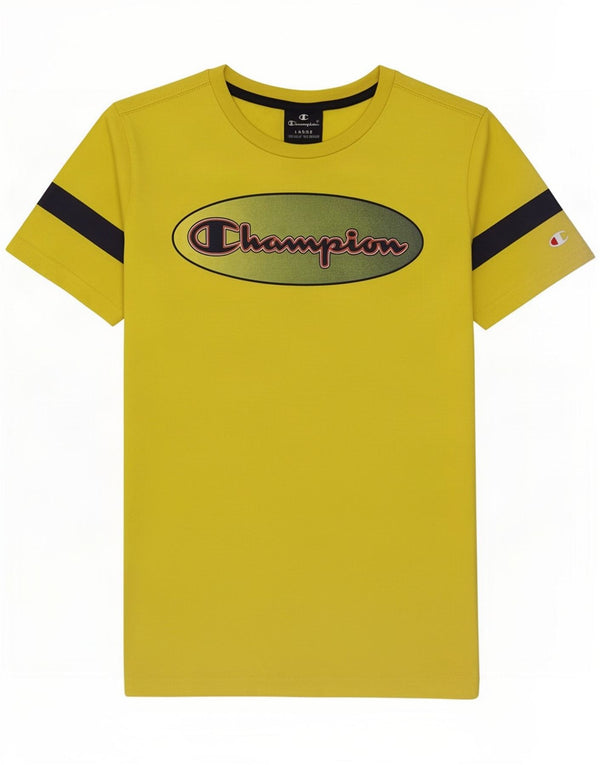 Champion Boys Graphic T-Shirt Top 11-12 Years Large Yellow Colourblock