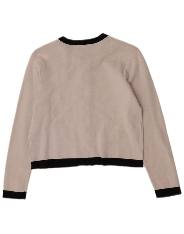 Женский укороченный кардиган на молнии Zara UK 12, средний белый цвет с цветными блоками
