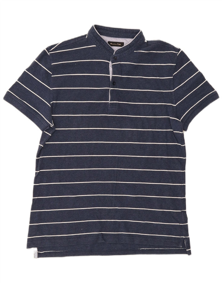 Мужская рубашка-поло Massimo Dutti, большая темно-синяя полоска, хлопок