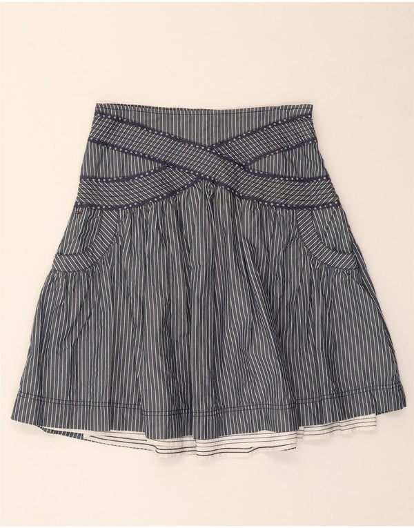 Tommy Hilfiger Womens A-Line Skirt Small W30 Navy Blue Pinstripe Cotton