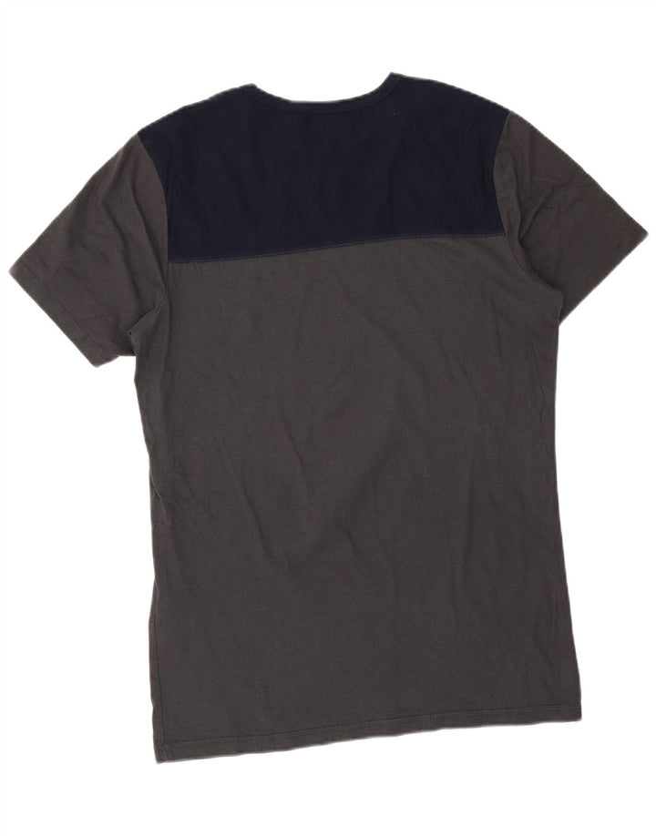 Мужская футболка с рисунком Jack & Jones, хлопковый топ среднего серого цвета с цветными блоками
