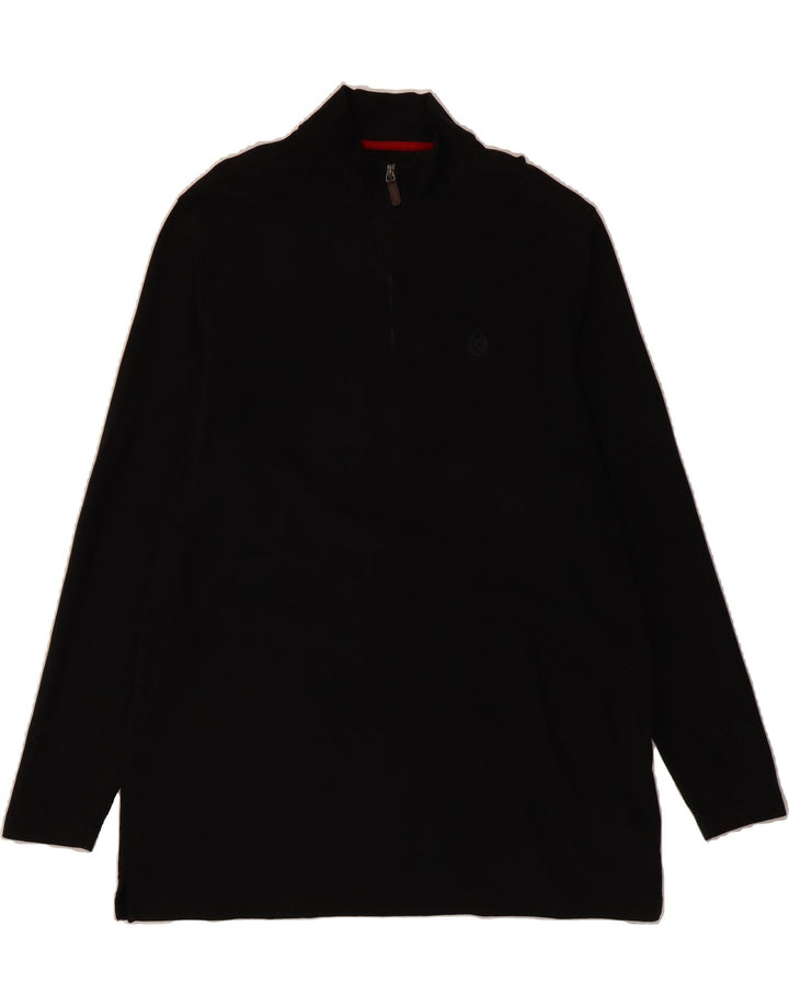 CHAPS Mens Zip Neck Sweatshirt Jumper XL Black Cotton Vintage Chaps and Second-Hand Chaps from Messina Hembry 