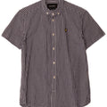 Мужская рубашка с коротким рукавом Lyle & Scott, маленькая синяя, хлопковая, классическая, в мелкую клетку