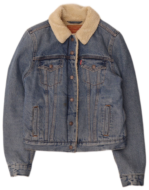 Женская джинсовая куртка из шерпы LEVI'S UK 6 XS, синяя, хлопок