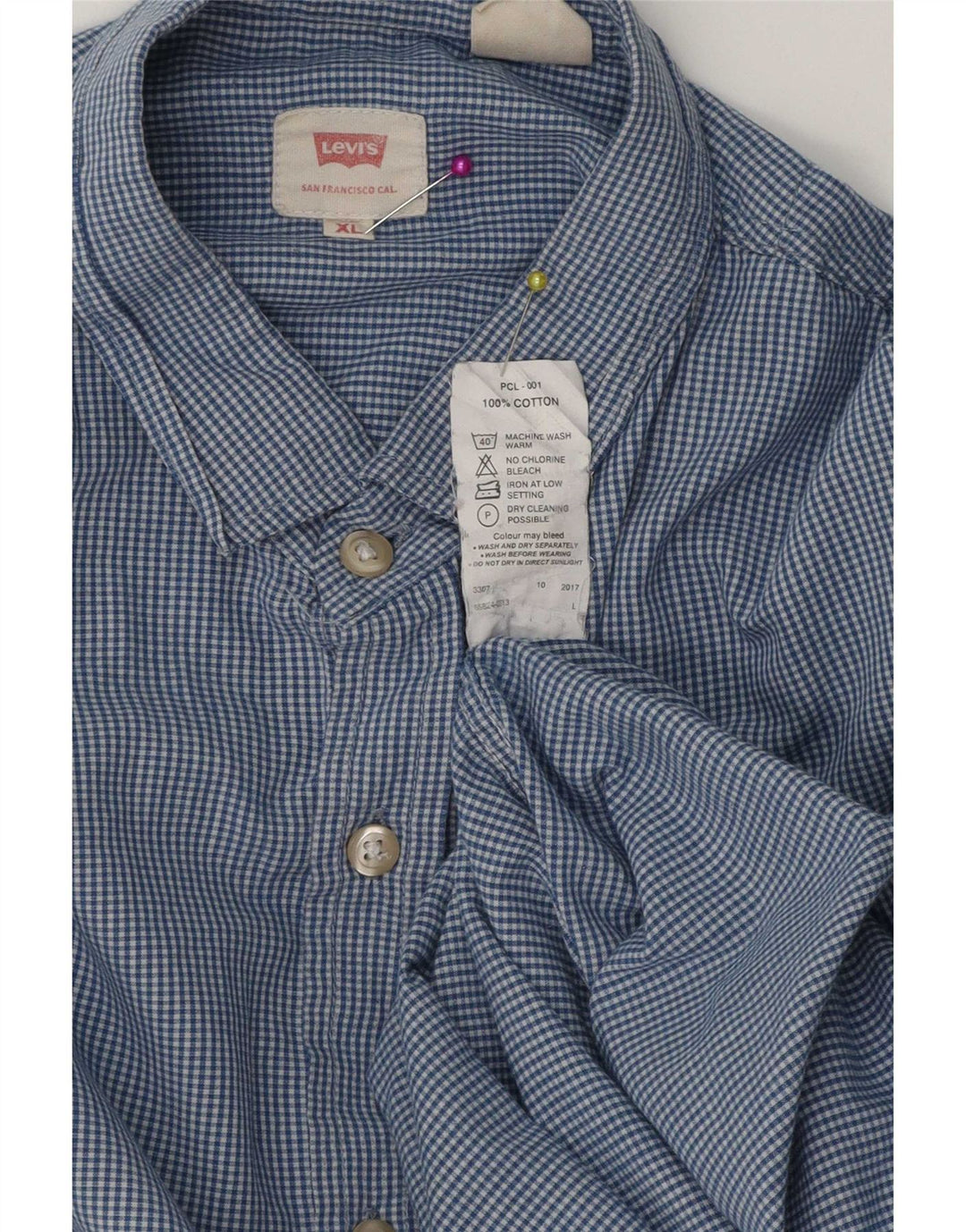 Мужская рубашка Levi's XL, синяя, хлопковая в мелкую клетку