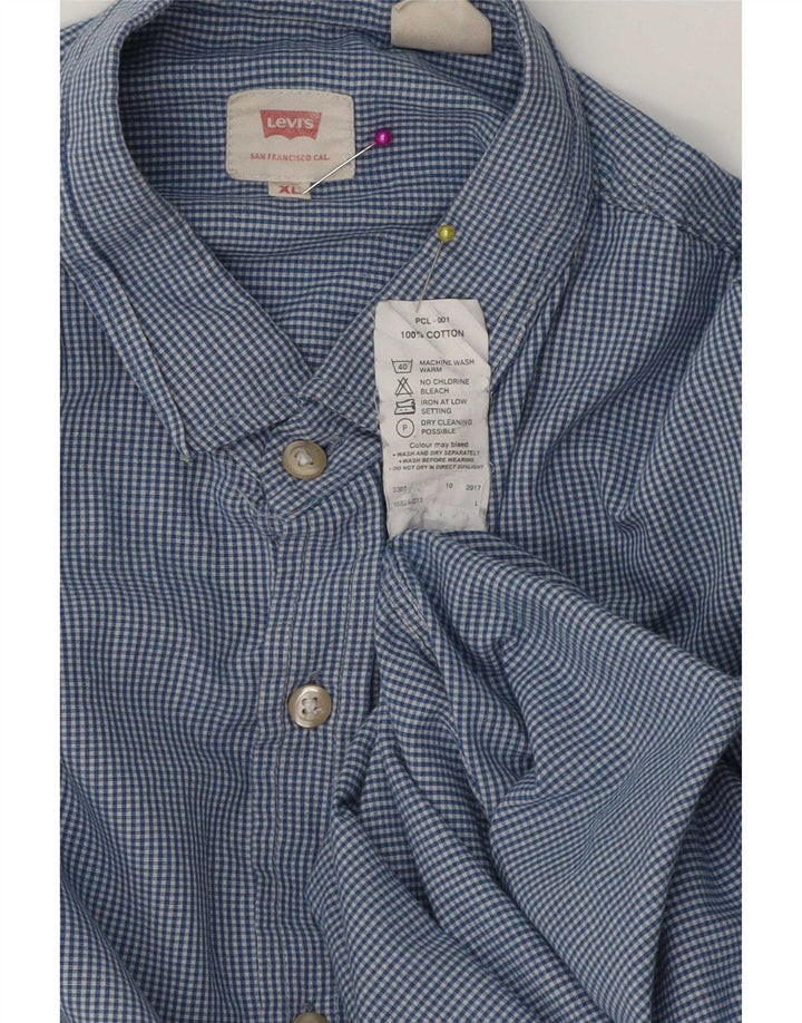 Мужская рубашка Levi's XL, синяя, хлопковая в мелкую клетку