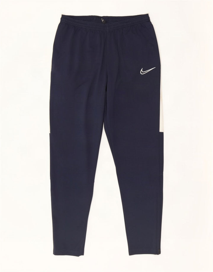 Мужские спортивные брюки Nike Dri Fit среднего размера, темно-синие, полиэстер с цветными блоками
