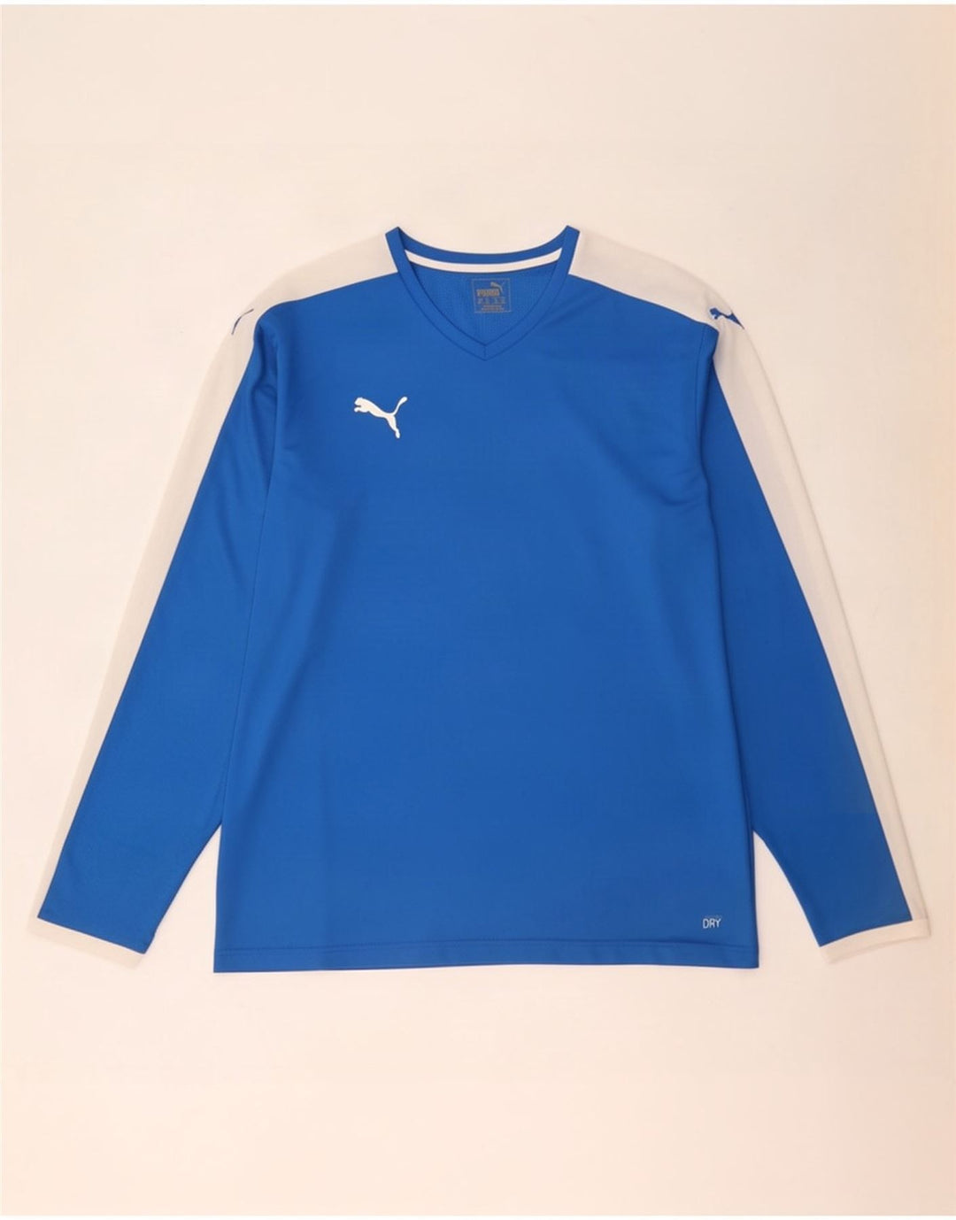 Мужской топ Puma с длинным рукавом 2XL синий полиэстер с цветными блоками