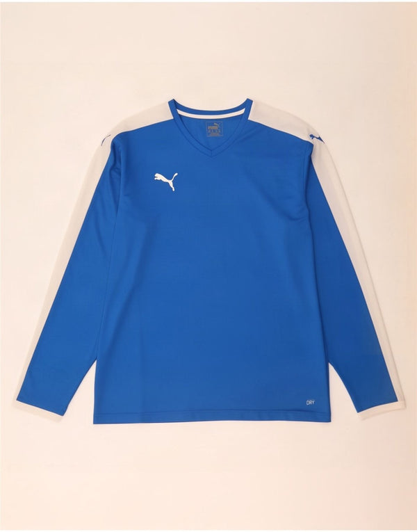 Мужской топ Puma с длинным рукавом 2XL синий полиэстер с цветными блоками