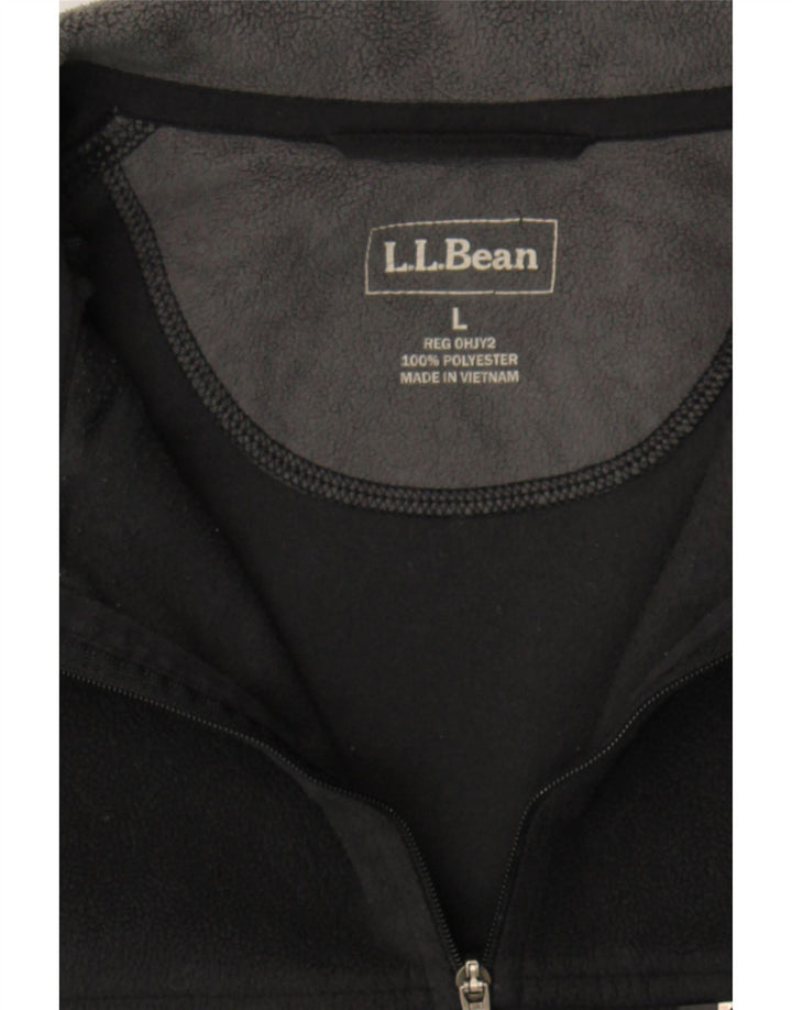L.L.BEAN Mens Zip Neck Fleece Jumper Large Black Polyester Vintage L.L.Bean and Second-Hand L.L.Bean from Messina Hembry 