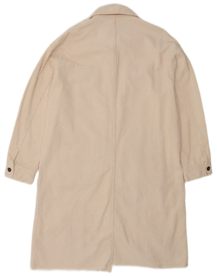 Женское вельветовое пальто Zara UK 12, средний цвет, белый хлопок, белый цвет