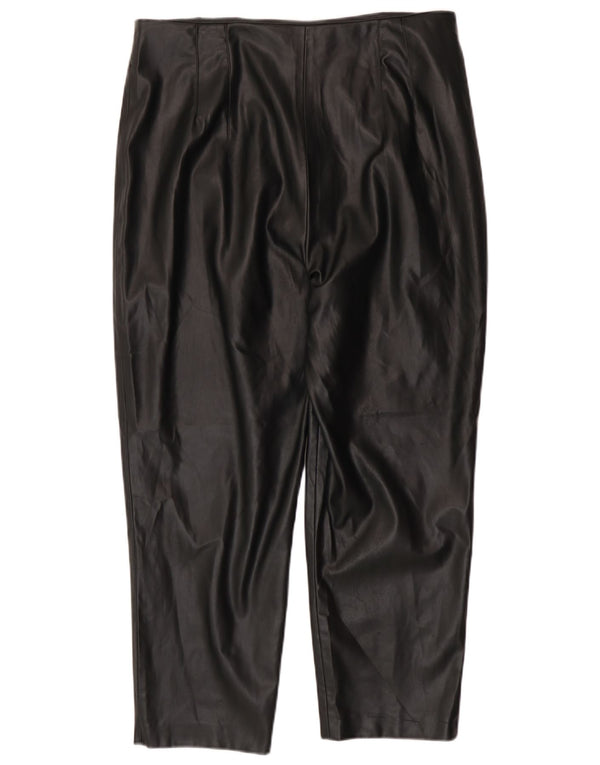 Женские зауженные брюки из искусственной кожи Zara 2XL W34 L26, черные, полиэстер