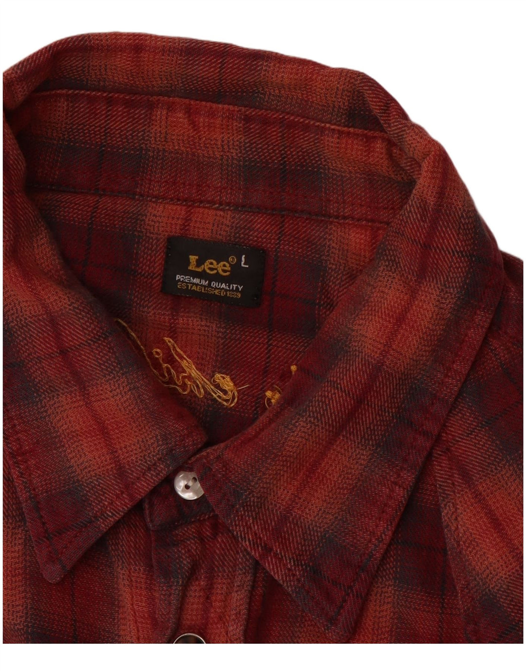 LEE Mens Graphic Flannel Shirt Large Red Check Cotton