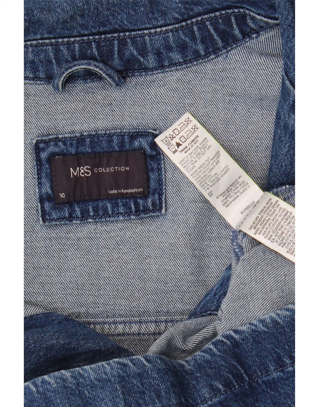 Женская джинсовая куртка оверсайз Marks & Spencer UK 10, маленькая синяя, хлопок