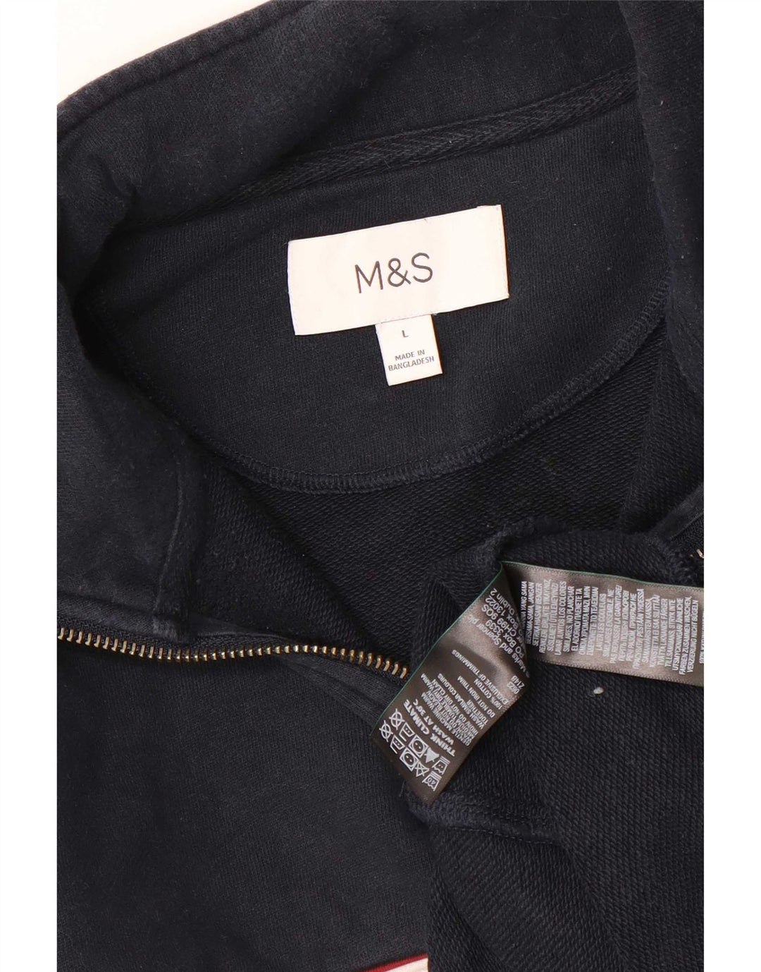 Мужской свитер с воротником на молнии Marks & Spencer, большой темно-синий с цветными блоками