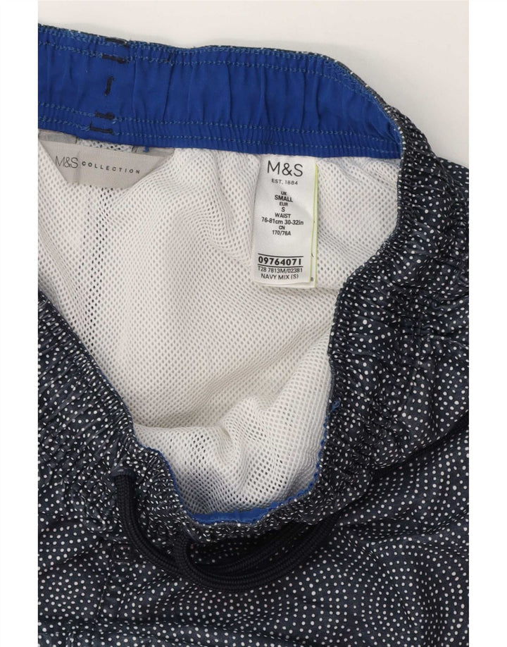 Мужские шорты для плавания Marks & Spencer, маленькие, темно-синие, полиэстер с геометрическим рисунком