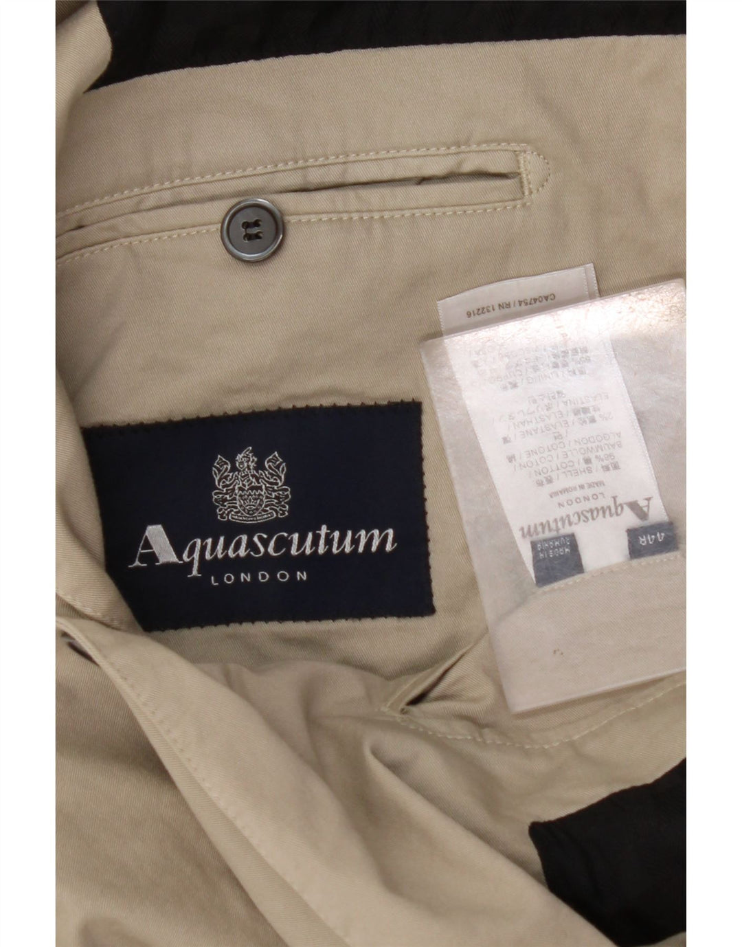 Мужской пиджак AQUASCUTUM на 2 пуговицах UK 44 2XL Бежевый хлопок
