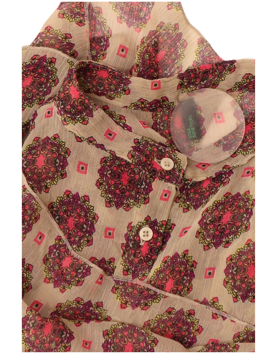 Женское платье-трапеция Benetton UK 12, средний бежевый с цветочным принтом