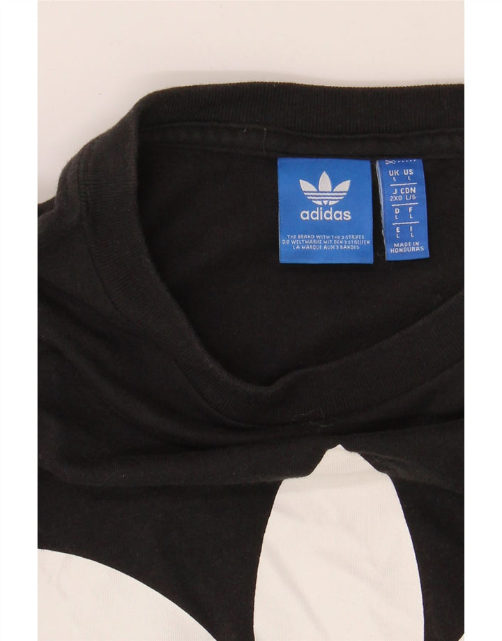 ADIDAS Mens Graphic T-Shirt Top Large Black Cotton Vintage Adidas and Second-Hand Adidas from Messina Hembry 