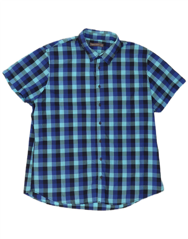 Мужская рубашка с коротким рукавом Angelo Litrico, размер 45/46, 2XL, синяя в клетку