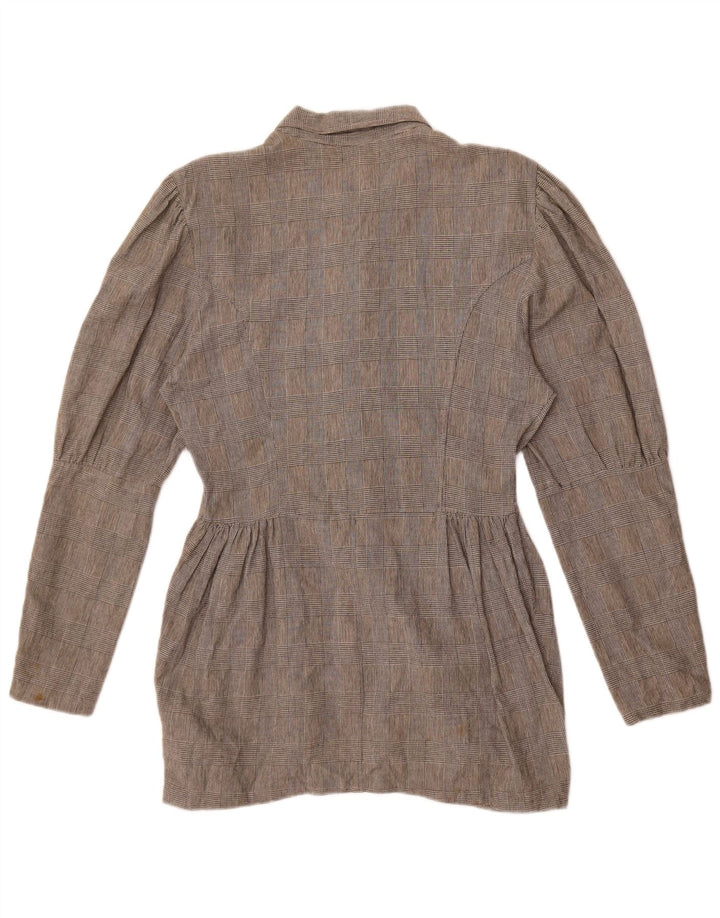 Женская блузка-рубашка Benetton IT 46, большая серая клетка, хлопок