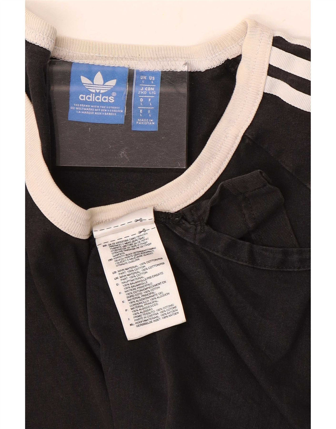 Мужской топ Adidas с длинным рукавом, большой черный, хлопок с цветными блоками