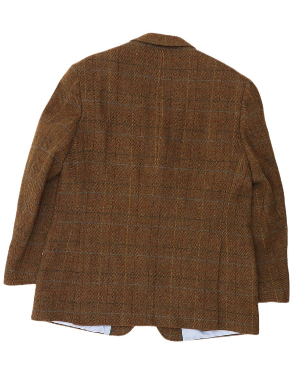 Мужской пиджак Marks & Spencer с 2 пуговицами, Великобритания 48, 2XL, коричневый, шерстяной в клетку