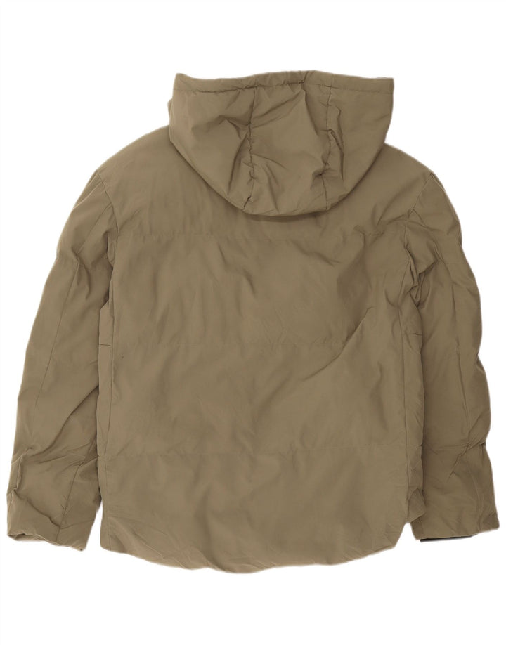 Мужская стеганая куртка с капюшоном Zara UK 38, средний цвет хаки, полиэстер