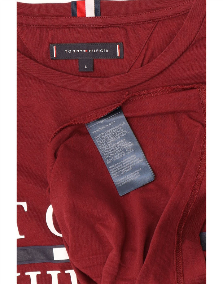 Мужской топ с длинным рукавом Tommy Hilfiger, бордовый хлопок, большой размер