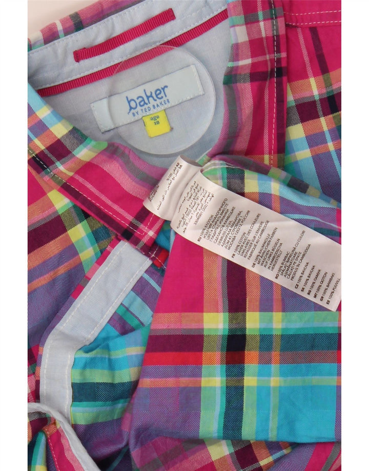 Фланелевая рубашка TED BAKER для мальчиков 9–10 лет, разноцветная клетка, хлопок