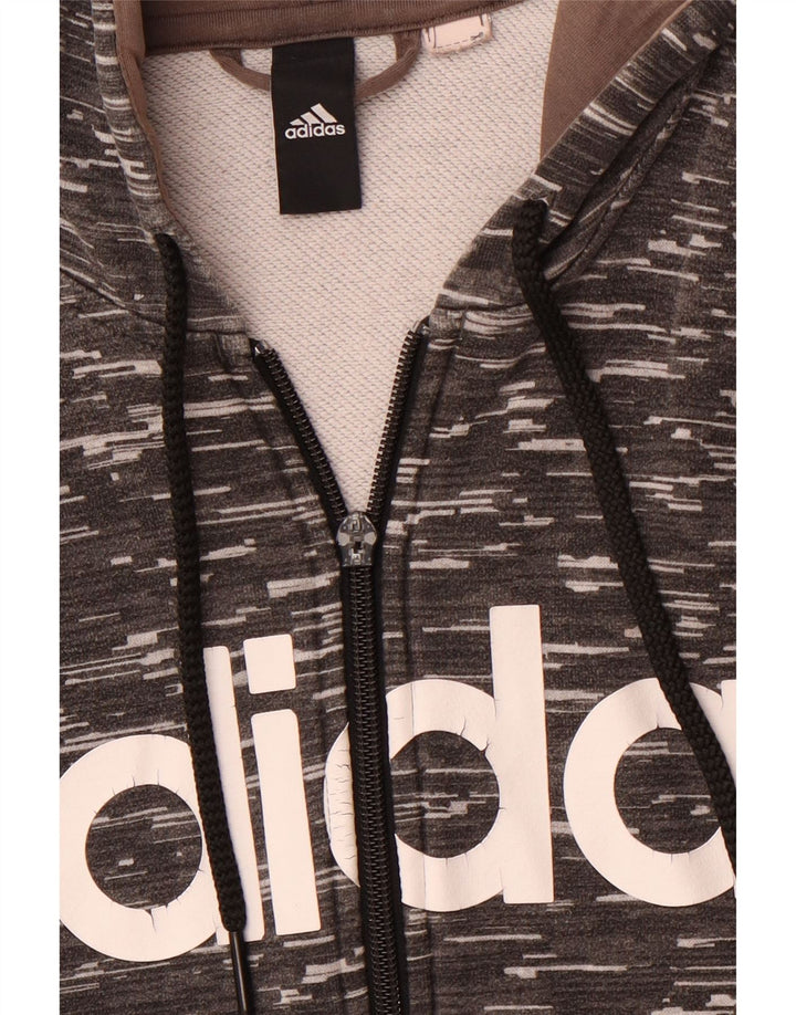 Мужской свитер с капюшоном и молнией с графическим рисунком ADIDAS, средний серый в крапинку