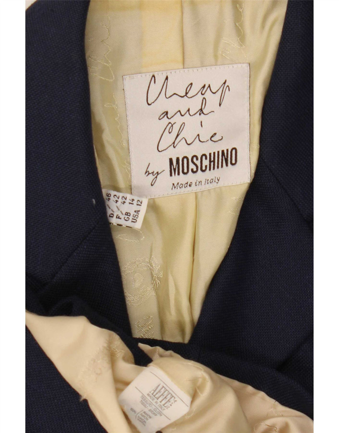 Женский пиджак Moschino с короткими рукавами на 3 пуговицах UK 14, большой темно-синий