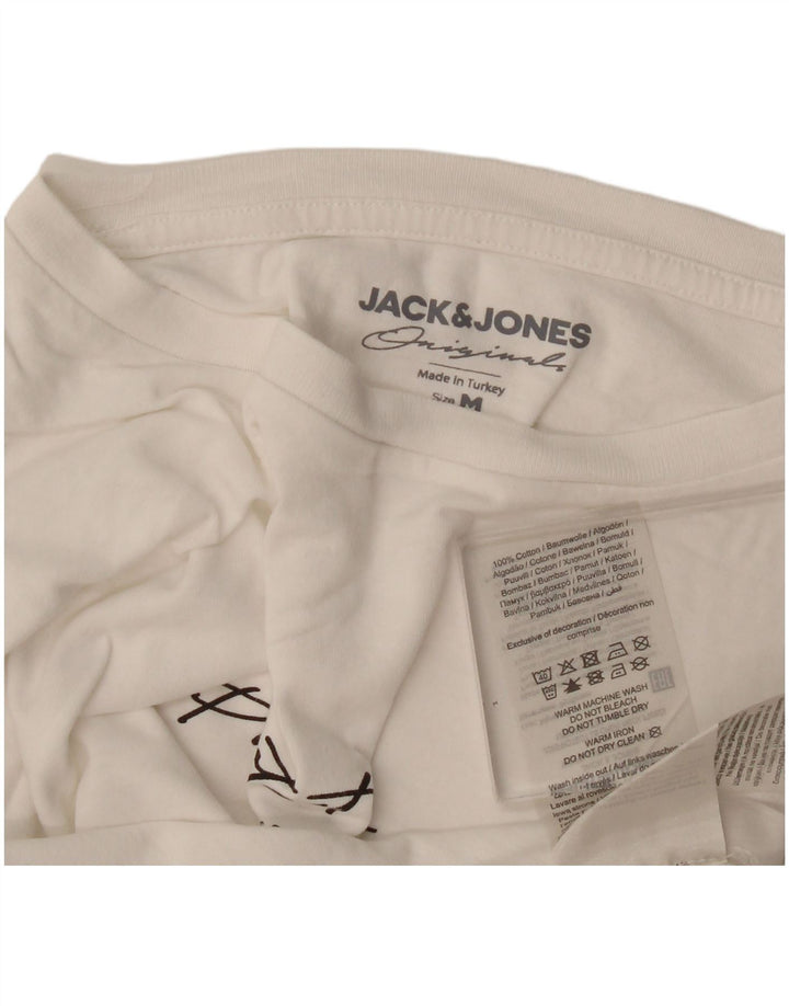 Jack & Jones Мужской топ с рисунком, длинный рукав, средний белый хлопок, хлопок