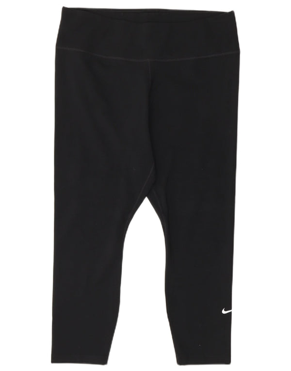 Женские леггинсы-капри NIKE Dri Fit UK 14, большие размеры, черный полиэстер