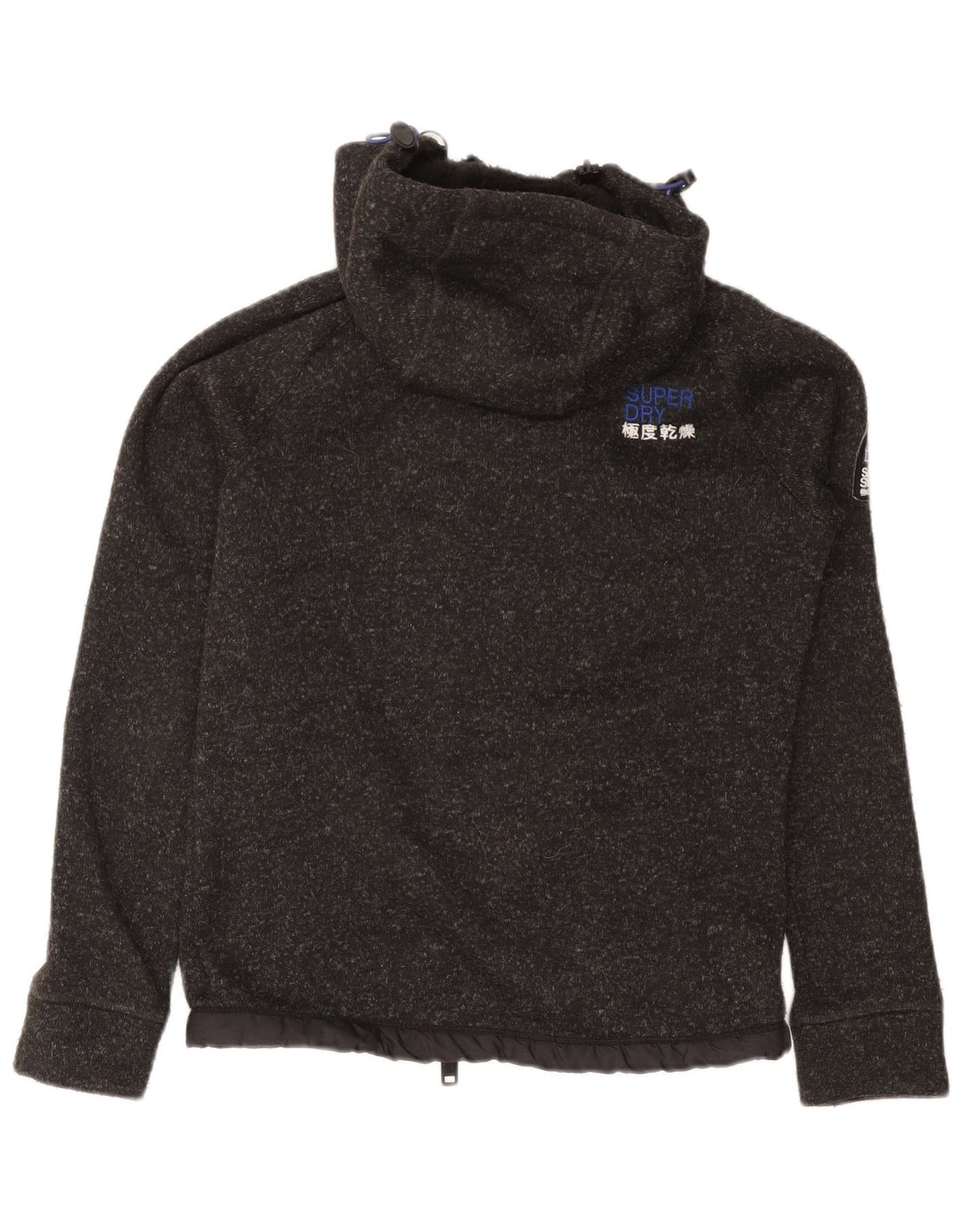 Мужской свитер с капюшоном на молнии Superdry, маленький серый, полиэстер с крапинками