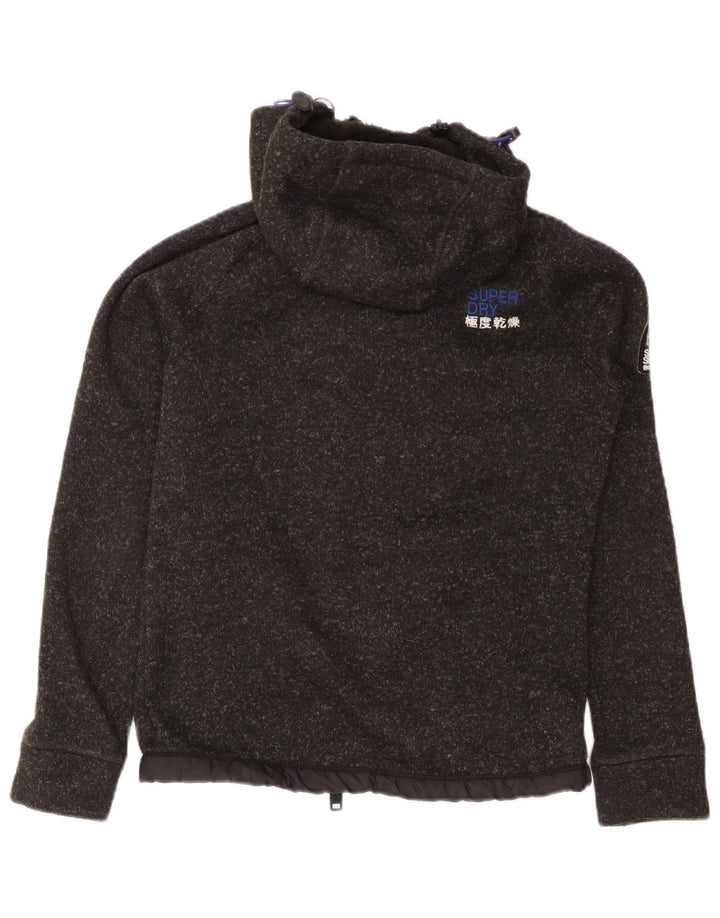 Мужской свитер с капюшоном на молнии Superdry, маленький серый, полиэстер с крапинками